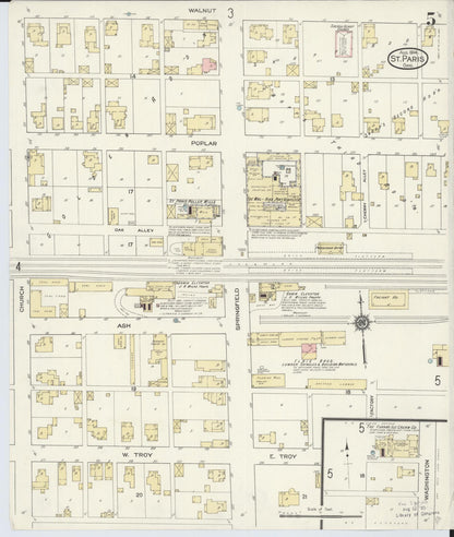 Sanborn Fire Insurance Map from Saint Paris, Champaign County, Ohio (1914), Sheet #0005 - Complete Map Set gallery image, historic Sanborn map, vintage wall art, Ohio Ohio