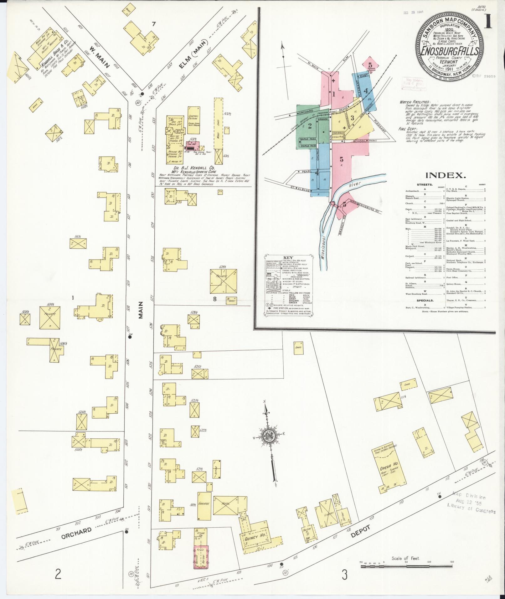 Sanborn Fire Insurance Map from Enosburg Falls, Franklin County, Vermont. (1911) – Historic Sanborn Fire Insurance Map Print