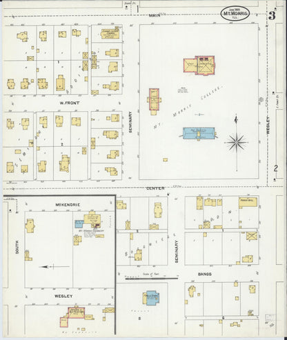 Sanborn Fire Insurance Map from Mount Morris, Ogle County, Illinois (1905), Sheet #0003 - Complete Map Set gallery image, historic Sanborn map, vintage wall art, Illinois Illinois