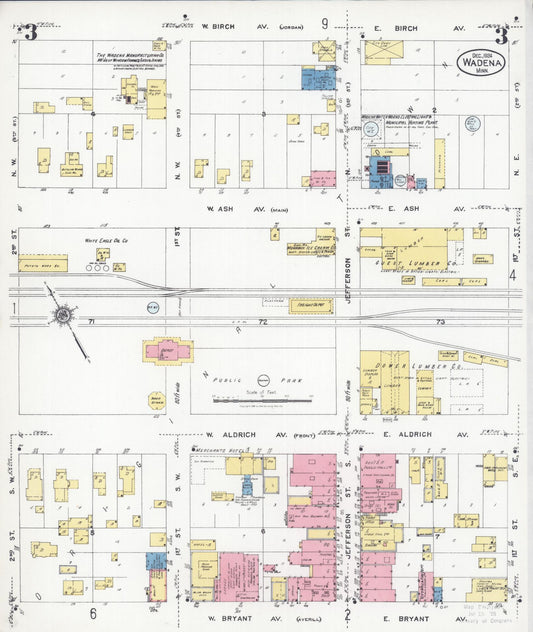 Sanborn Fire Insurance Map from Wadena, Wadena County, Minnesota (1924), Sheet #0003 - Historic Sanborn Fire Insurance Map Print, vintage old map wall art, antique decor, genealogy gift, Minnesota Minnesota map