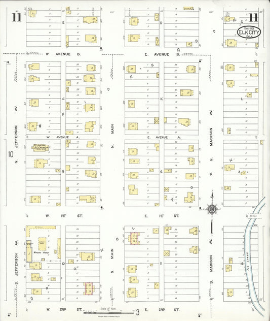 Sanborn Fire Insurance Map from Elk City, Beckham County, Oklahoma (1923), Sheet #0011 - Historic Sanborn Fire Insurance Map Print, vintage old map wall art, antique decor, genealogy gift, Oklahoma Oklahoma map