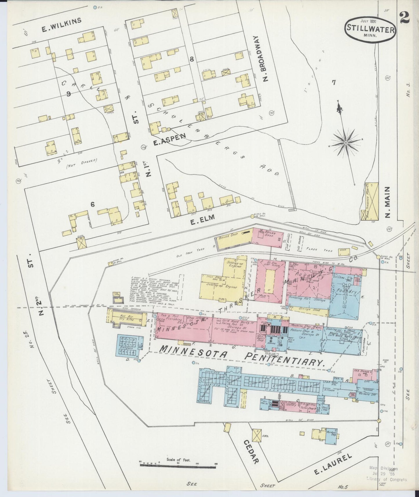 Sanborn Fire Insurance Map from Stillwater, Washington County, Minnesota (1891), Sheet #0002 - Historic Sanborn Fire Insurance Map Print, vintage old map wall art, antique decor, genealogy gift, Minnesota Minnesota map