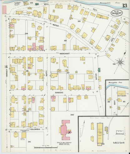Sanborn Fire Insurance Map from Fairmont, Marion County, West Virginia (1902), Sheet #0013 - Complete Map Set gallery image, historic Sanborn map, vintage wall art, West Virginia West Virginia