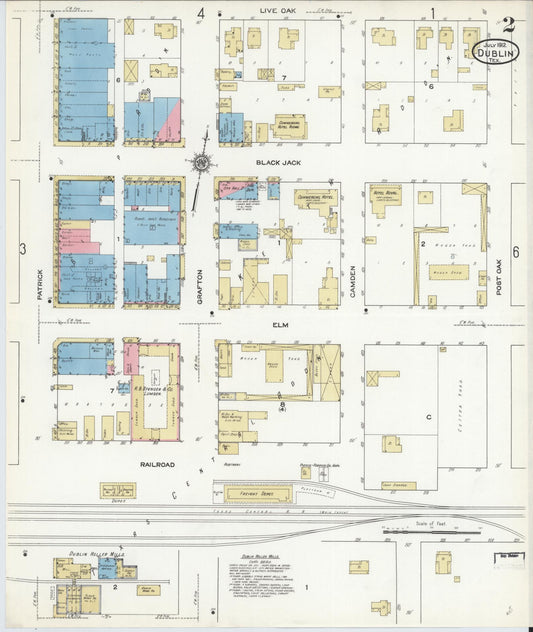 Sanborn Fire Insurance Map from Dublin, Erath County, Texas (1912), Sheet #0002 - Historic Sanborn Fire Insurance Map Print, vintage old map wall art, antique decor, genealogy gift, Texas Texas map