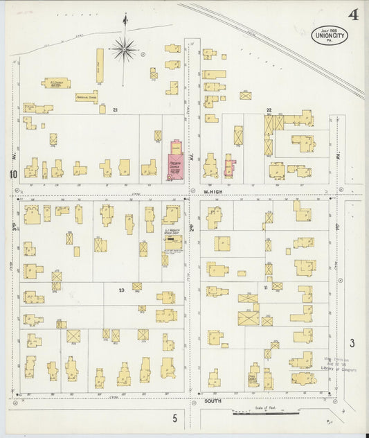 Sanborn Fire Insurance Map from Union City, Erie County, Pennsylvania (1905), Sheet #0004 - Historic Sanborn Fire Insurance Map Print, vintage old map wall art, antique decor, genealogy gift, Pennsylvania Pennsylvania map
