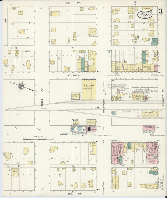 Sanborn Fire Insurance Map from Ada, Norman County, Minnesota (1909), Sheet #0003 - Historic Sanborn Fire Insurance Map Print, vintage old map wall art, antique decor, genealogy gift, Minnesota Minnesota map