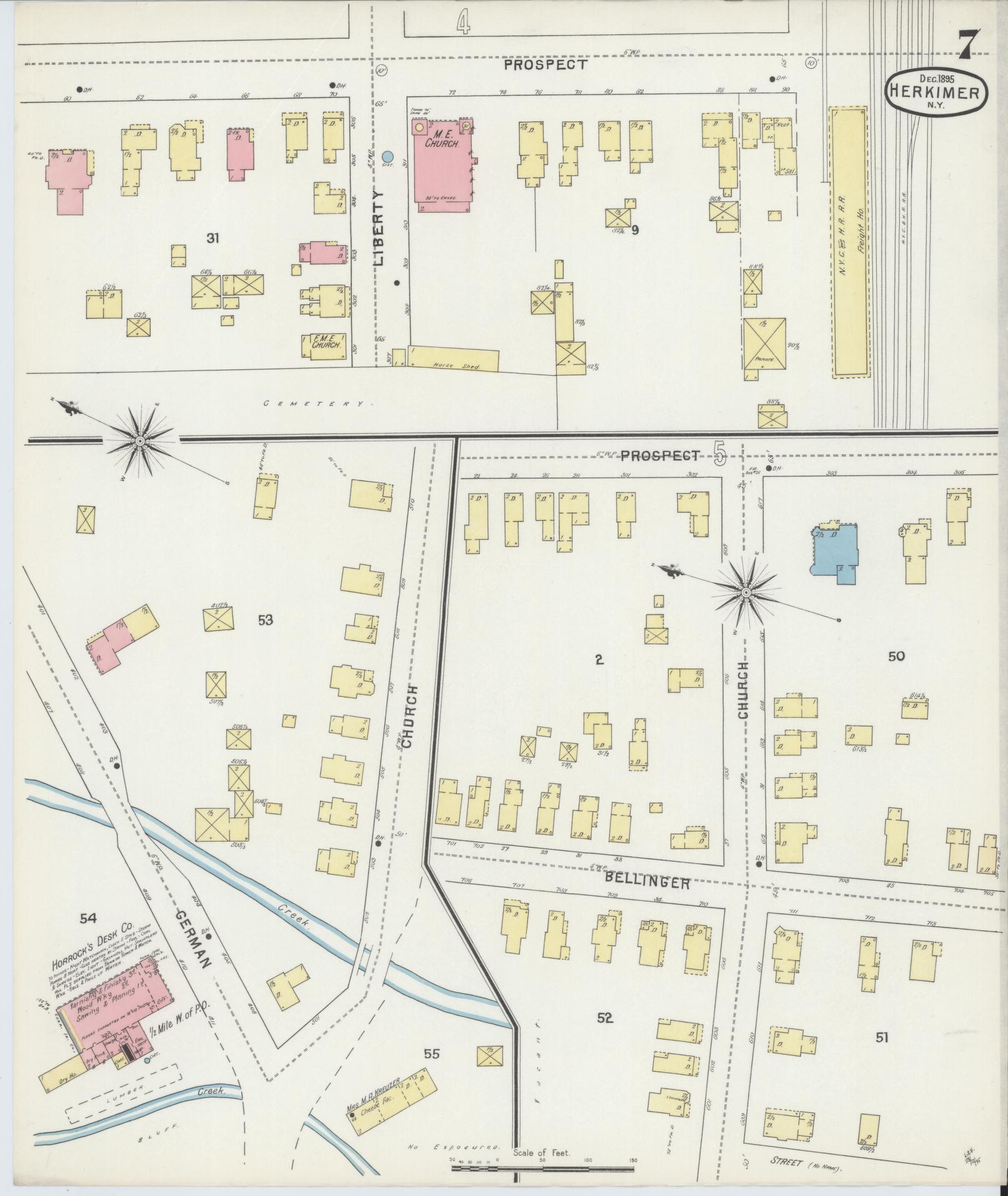 Sanborn Fire Insurance Map from Herkimer, Herkimer County, New York (1895), Sheet #0007 - Complete Map Set gallery image, historic Sanborn map, vintage wall art, New York New York