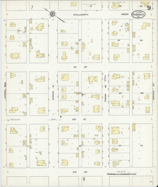 Sanborn Fire Insurance Map from Rosebud, Falls County, Texas (1914), Sheet #0009 - Historic Sanborn Fire Insurance Map Print, vintage old map wall art, antique decor, genealogy gift, Texas Texas map