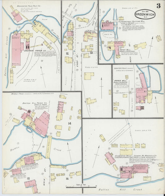 Sanborn Fire Insurance Map from Greenwich, Washington County, New York (1891), Sheet #0003 - Historic Sanborn Fire Insurance Map Print, vintage old map wall art, antique decor, genealogy gift, New York New York map