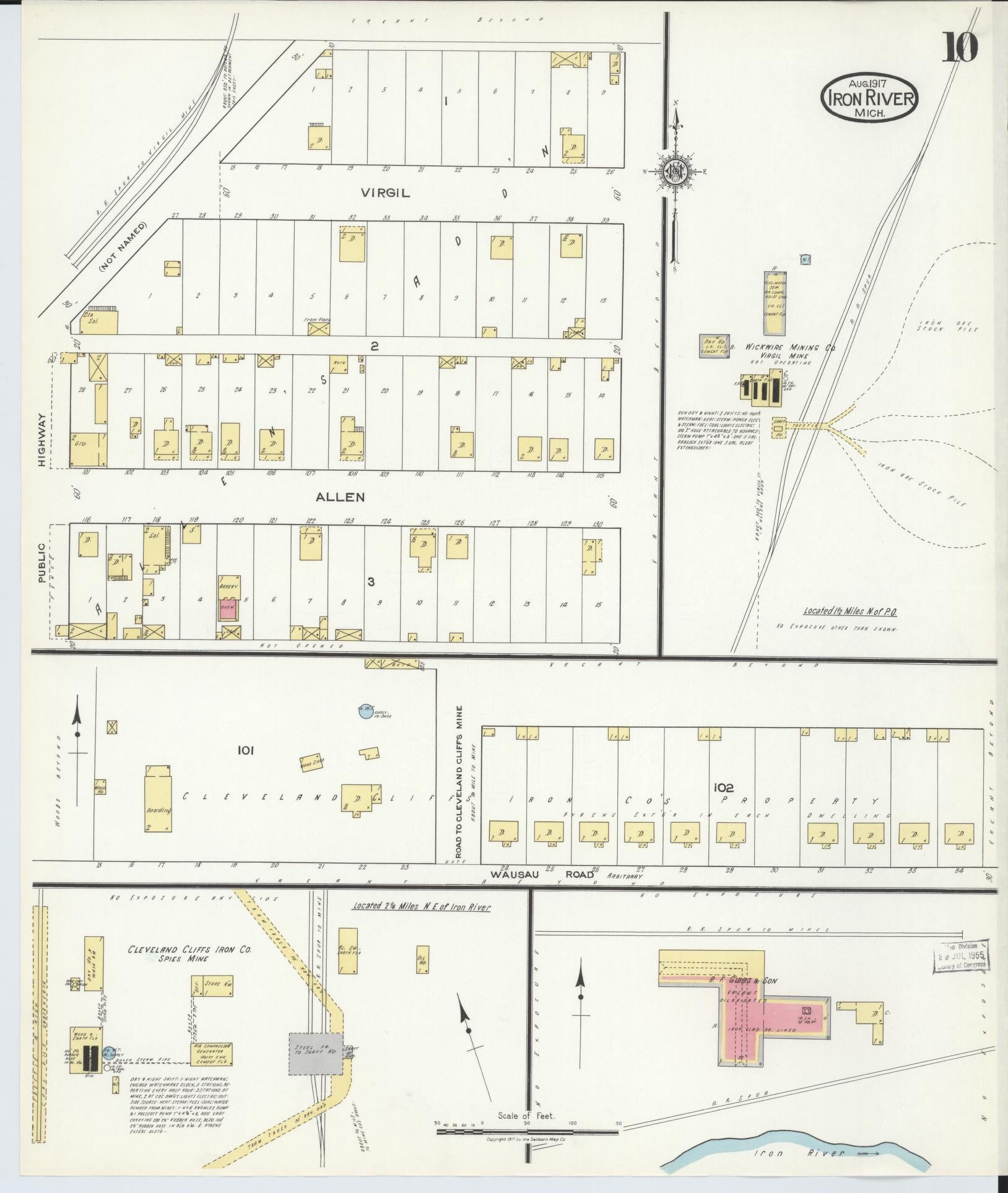 Sanborn Fire Insurance Map from Iron River, Iron County, Michigan (1917), Sheet #0010 - Complete Map Set gallery image, historic Sanborn map, vintage wall art, Michigan Michigan