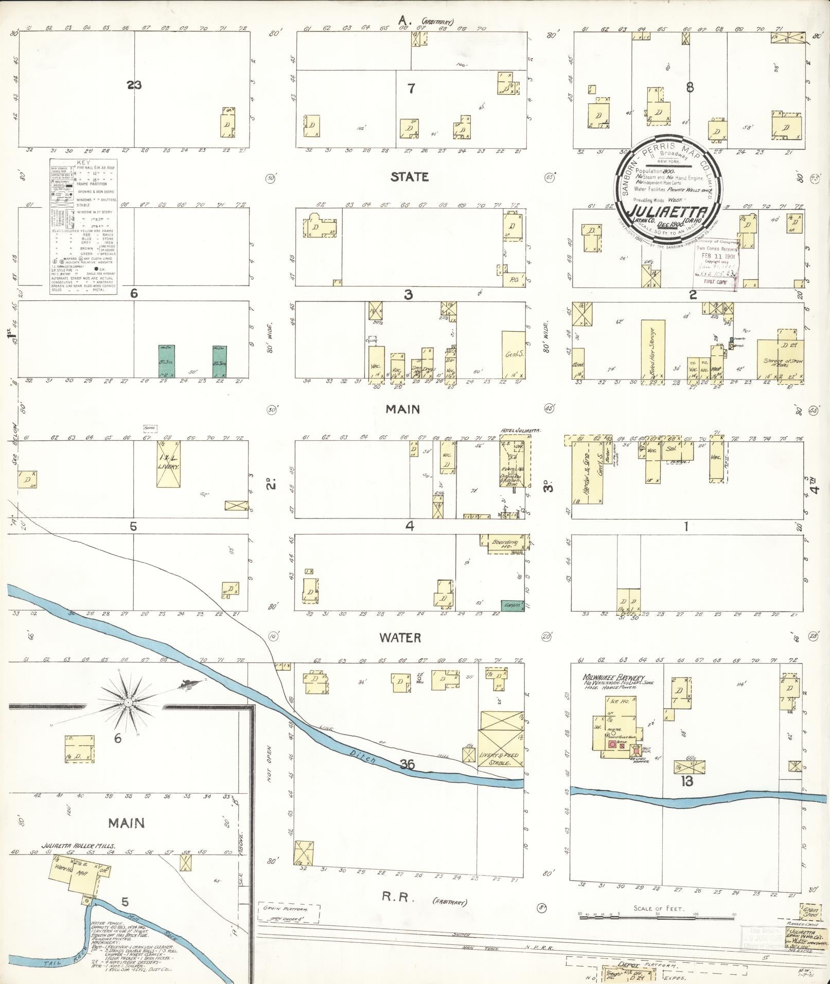 Sanborn Fire Insurance Map from Juliaetta, Latah County, Idaho (1900), Sheet #0001 - Historic Sanborn Fire Insurance Map Print, vintage old map wall art, antique decor, genealogy gift, Idaho Idaho map