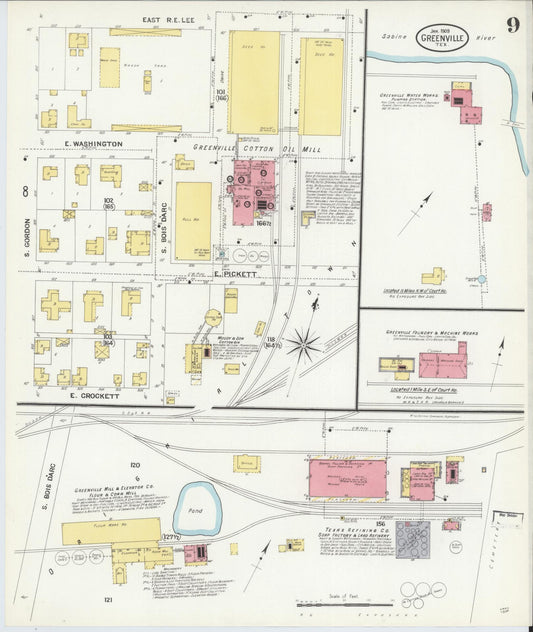 Sanborn Fire Insurance Map from Greenville, Hunt County, Texas (1909), Sheet #0009 - Historic Sanborn Fire Insurance Map Print, vintage old map wall art, antique decor, genealogy gift, Texas Texas map