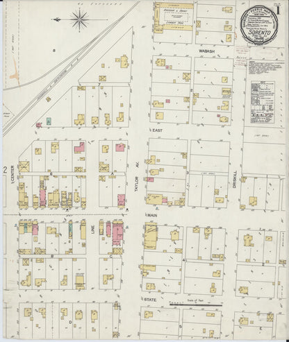 Sanborn Fire Insurance Map from Sorento, Bond County, Illinois (1899), Sheet #0001 - Complete Map Set gallery image, historic Sanborn map, vintage wall art, Illinois Illinois