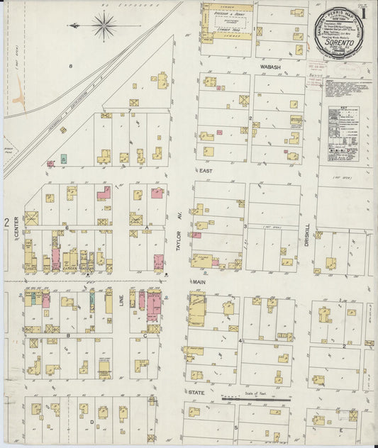Sanborn Fire Insurance Map from Sorento, Bond County, Illinois (1899), Sheet #0001 - Complete Map Set gallery image, historic Sanborn map, vintage wall art, Illinois Illinois