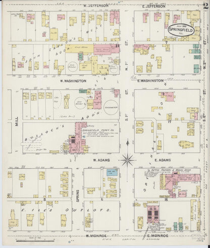 Sanborn Fire Insurance Map from Springfield, Sangamon County, Illinois (1890), Sheet #0002 - Complete Map Set gallery image, historic Sanborn map, vintage wall art, Illinois Illinois