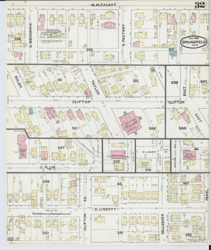 Sanborn Fire Insurance Map from Springfield, Clark County, Ohio (1891), Sheet #0032 - Complete Map Set gallery image, historic Sanborn map, vintage wall art, Ohio Ohio