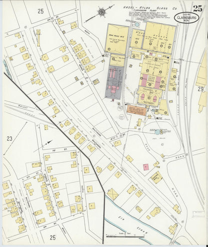 Sanborn Fire Insurance Map from Clarksburg, Harrison County, West Virginia (1911), Sheet #0025 - Complete Map Set gallery image, historic Sanborn map, vintage wall art, West Virginia West Virginia
