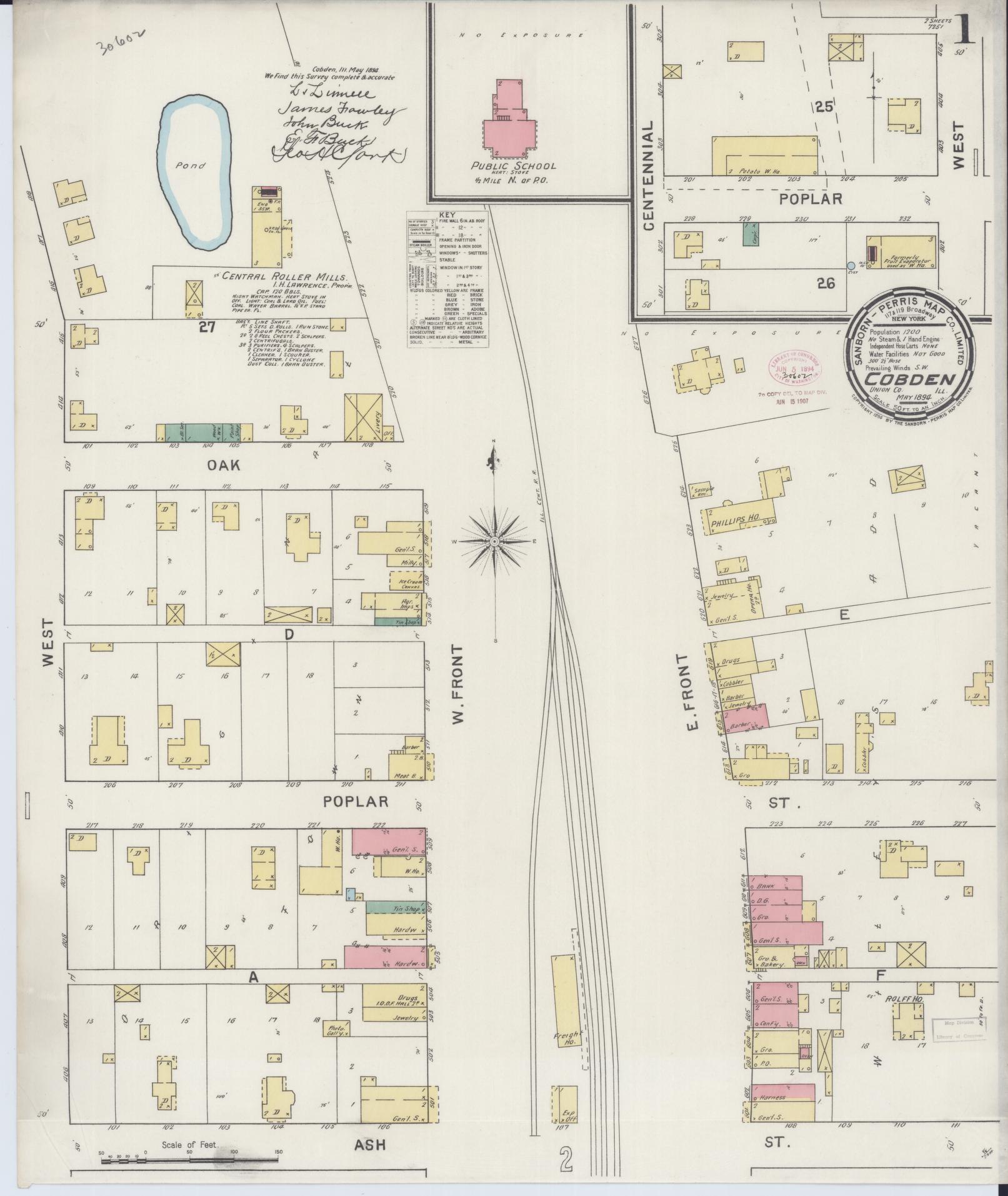 Sanborn Fire Insurance Map from Cobden, Union County, Illinois (1894), Sheet #0001 - Complete Map Set gallery image, historic Sanborn map, vintage wall art, Illinois Illinois