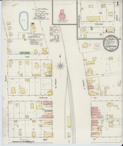 Sanborn Fire Insurance Map from Cobden, Union County, Illinois (1894), Sheet #0001 - Complete Map Set gallery image, historic Sanborn map, vintage wall art, Illinois Illinois