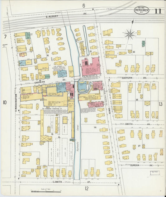 Sanborn Fire Insurance Map from Herkimer, Herkimer County, New York (1900), Sheet #0011 - Historic Sanborn Fire Insurance Map Print, vintage old map wall art, antique decor, genealogy gift, New York New York map