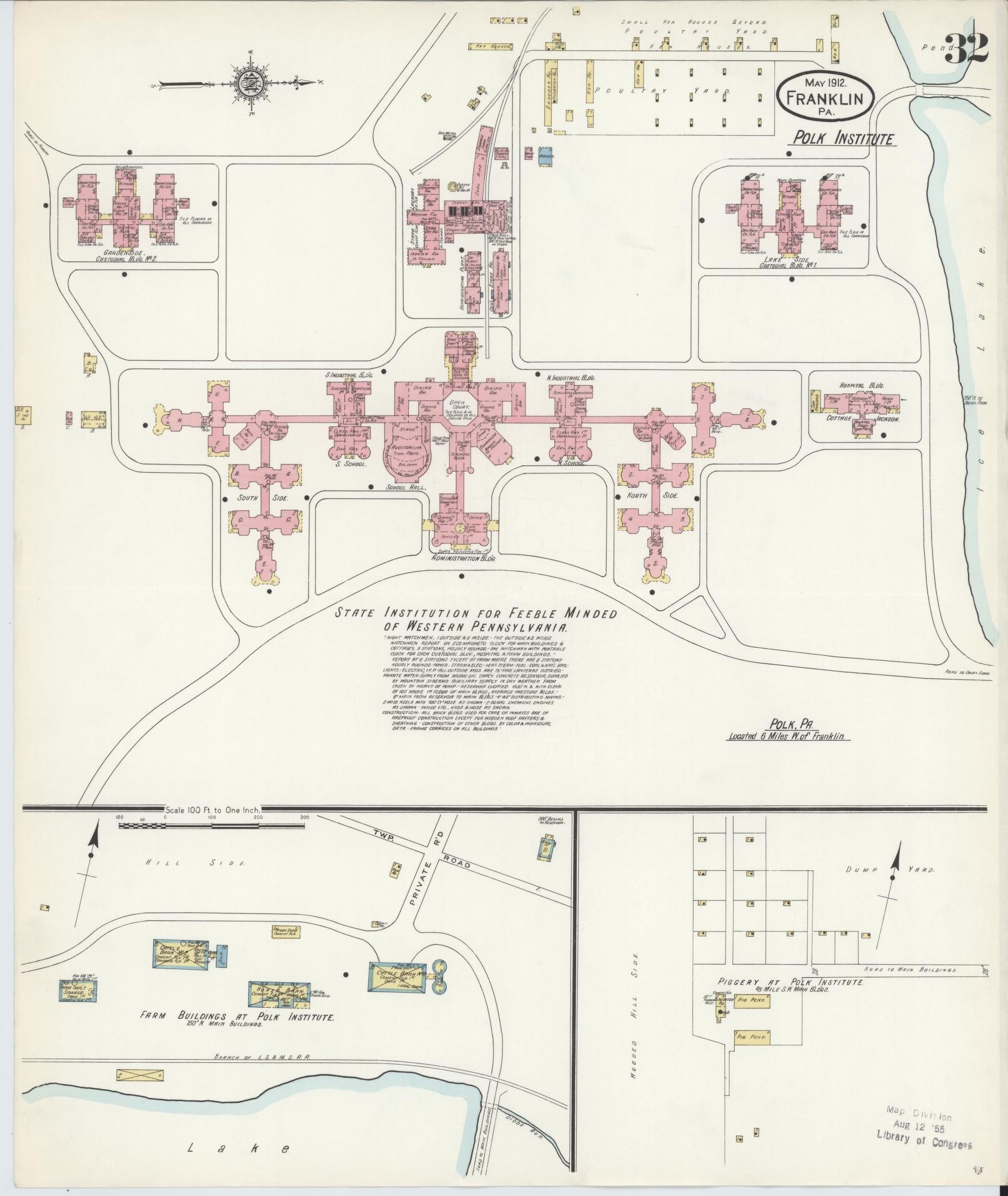 Sanborn Fire Insurance Map from Franklin, Venango County, Pennsylvania (1912), Sheet #0032 - Historic Sanborn Fire Insurance Map Print, vintage old map wall art, antique decor, genealogy gift, Pennsylvania Pennsylvania map