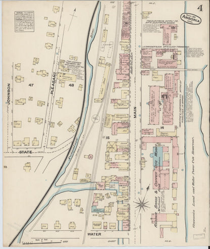 Sanborn Fire Insurance Map from Ansonia, New Haven County, Connecticut (1884), Sheet #0004 - Complete Map Set gallery image, historic Sanborn map, vintage wall art, Connecticut Connecticut