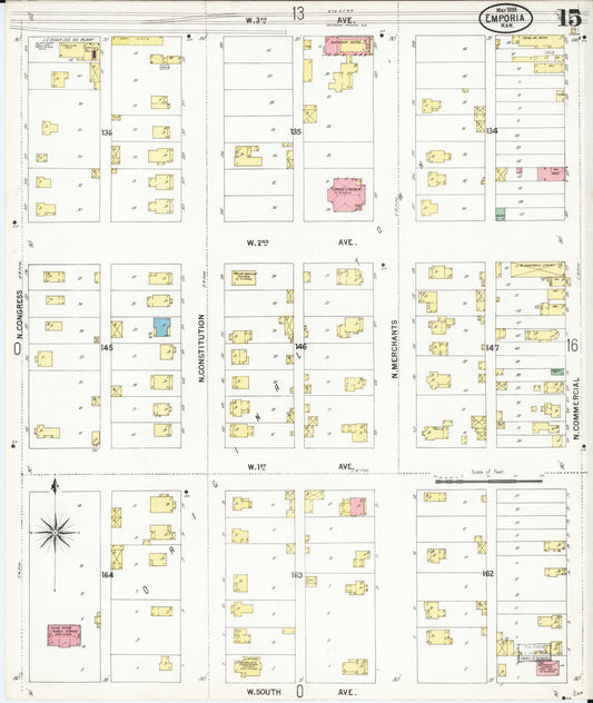 Sanborn Fire Insurance Map from Emporia, Lyon County, Kansas (1899), Sheet #0015 - Historic Sanborn Fire Insurance Map Print, vintage old map wall art, antique decor, genealogy gift, Kansas Kansas map