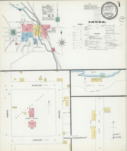Sanborn Fire Insurance Map from Evansville, Rock County, Wisconsin (1899), Sheet #0001 - Historic Sanborn Fire Insurance Map Print, vintage old map wall art, antique decor, genealogy gift, Wisconsin Wisconsin map