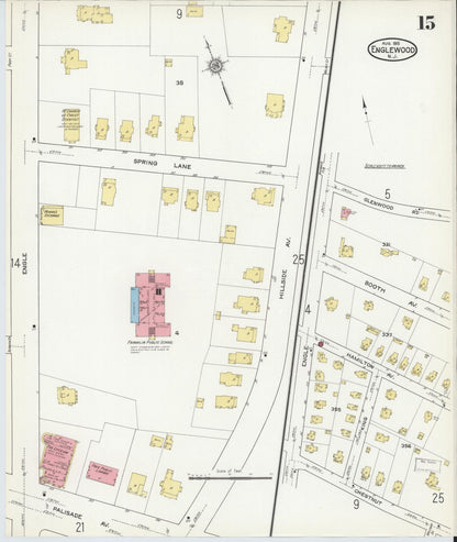 Sanborn Fire Insurance Map from Englewood, Bergen County, New Jersey (1915), Sheet #0015 - Complete Map Set gallery image, historic Sanborn map, vintage wall art, New Jersey New Jersey