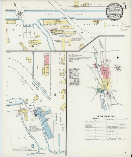Sanborn Fire Insurance Map from Chittenango, Madison County, New York (1895), Sheet #0001 - Complete Map Set gallery image, historic Sanborn map, vintage wall art, New York New York