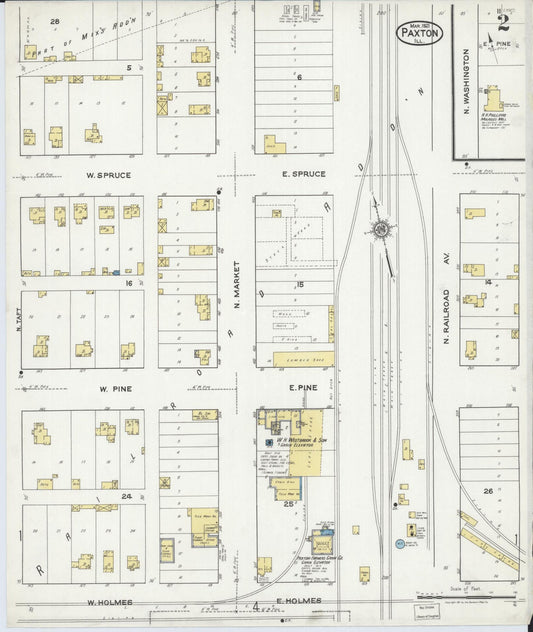 Sanborn Fire Insurance Map from Paxton, Ford County, Illinois (1921), Sheet #0002 - Historic Sanborn Fire Insurance Map Print, vintage old map wall art, antique decor, genealogy gift, Illinois Illinois map