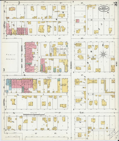 Sanborn Fire Insurance Map from Humboldt, Richardson County, Nebraska (1900), Sheet #0002 - Complete Map Set gallery image, historic Sanborn map, vintage wall art, Nebraska Nebraska