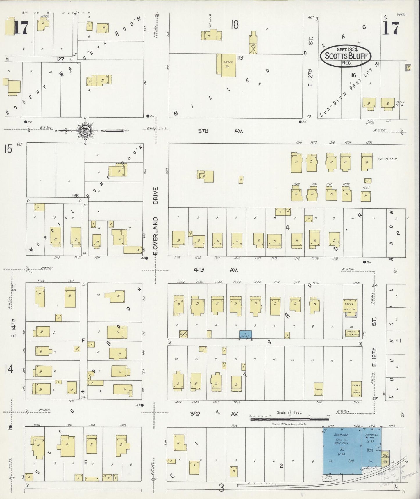 Sanborn Fire Insurance Map from Scottsbluff, Scotts Bluff County, Nebraska (1924), Sheet #0017 - Complete Map Set gallery image, historic Sanborn map, vintage wall art, Nebraska Nebraska