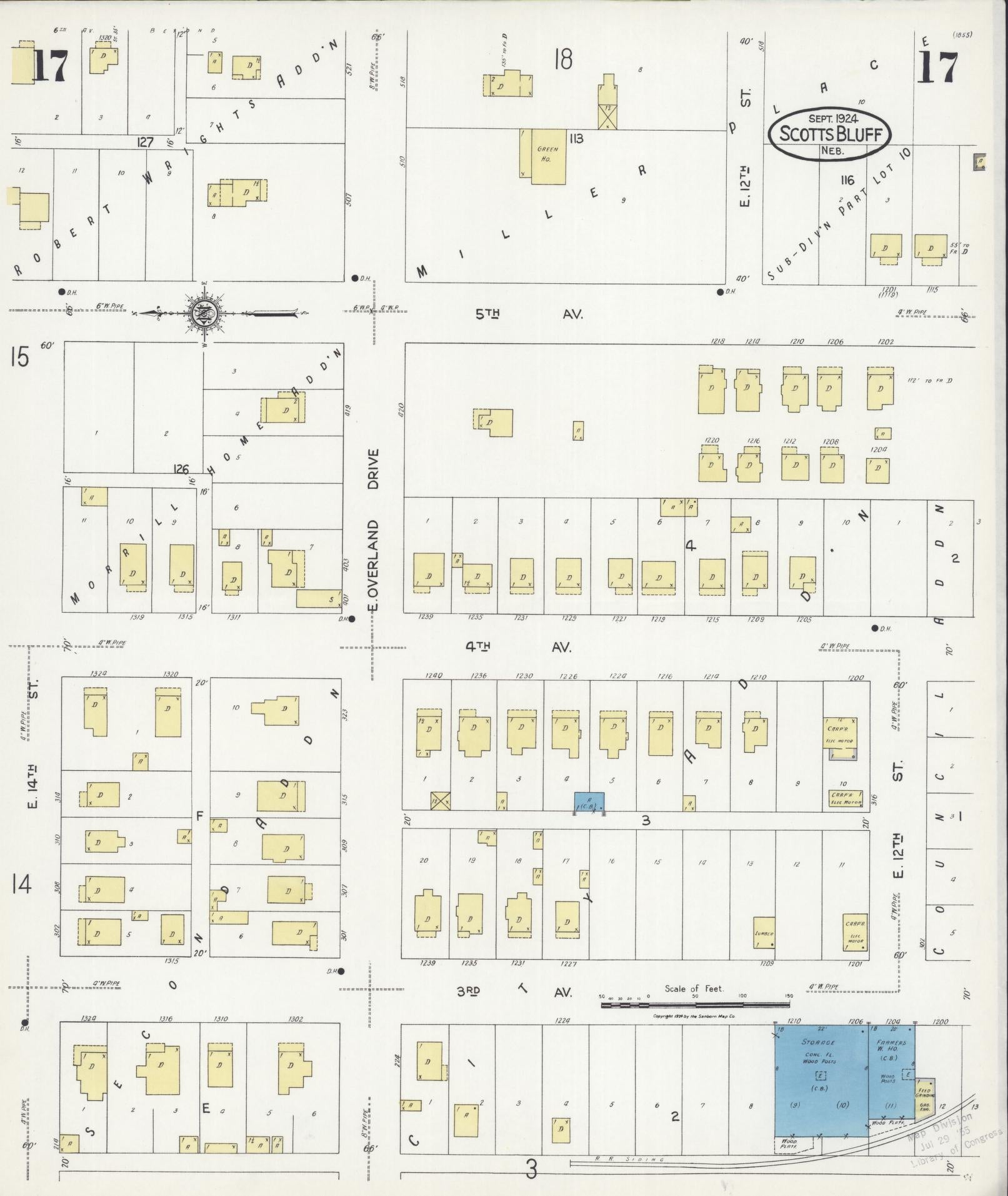 Sanborn Fire Insurance Map from Scottsbluff, Scotts Bluff County, Nebraska (1924), Sheet #0017 - Complete Map Set gallery image, historic Sanborn map, vintage wall art, Nebraska Nebraska