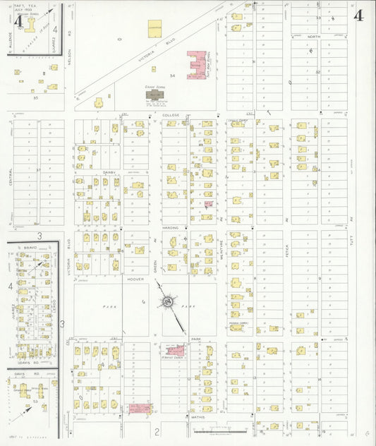 Sanborn Fire Insurance Map from Taft, San Patricio County, Texas (1933), Sheet #0004 - Historic Sanborn Fire Insurance Map Print, vintage old map wall art, antique decor, genealogy gift, Texas Texas map