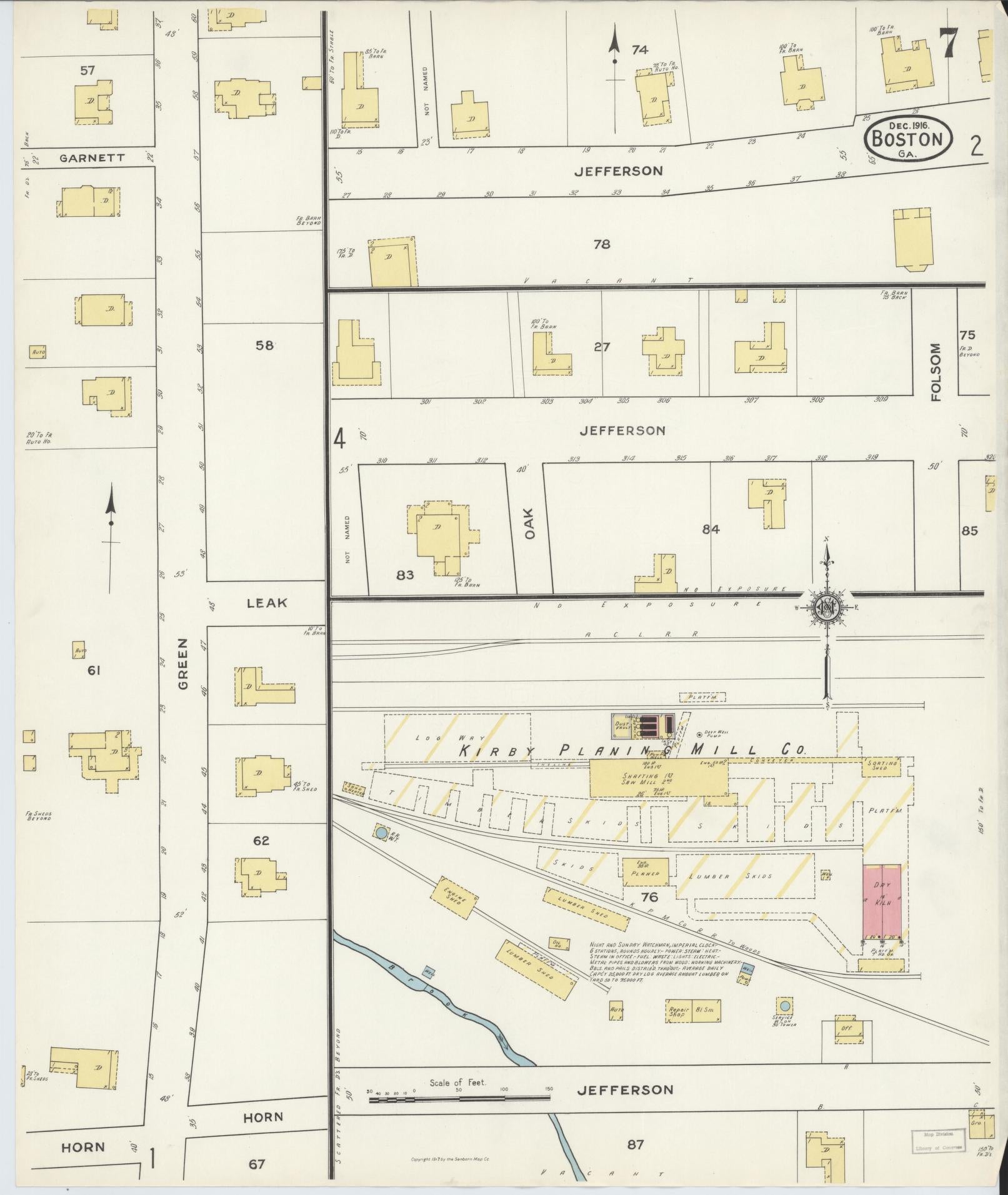 Sanborn Fire Insurance Map from Boston, Thomas County, Georgia (1916), Sheet #0007 - Complete Map Set gallery image, historic Sanborn map, vintage wall art, Georgia Georgia