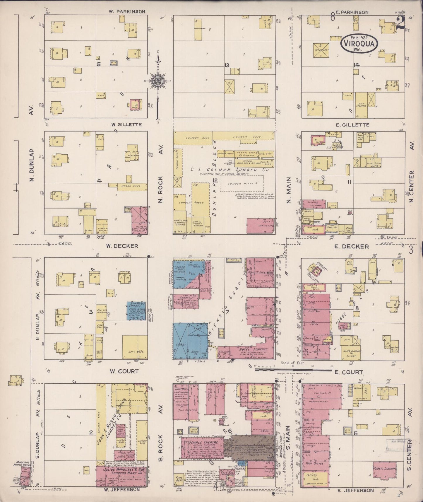 Sanborn Fire Insurance Map from Viroqua, Vernon County, Wisconsin (1922), Sheet #0002 - Complete Map Set gallery image, historic Sanborn map, vintage wall art, Wisconsin Wisconsin