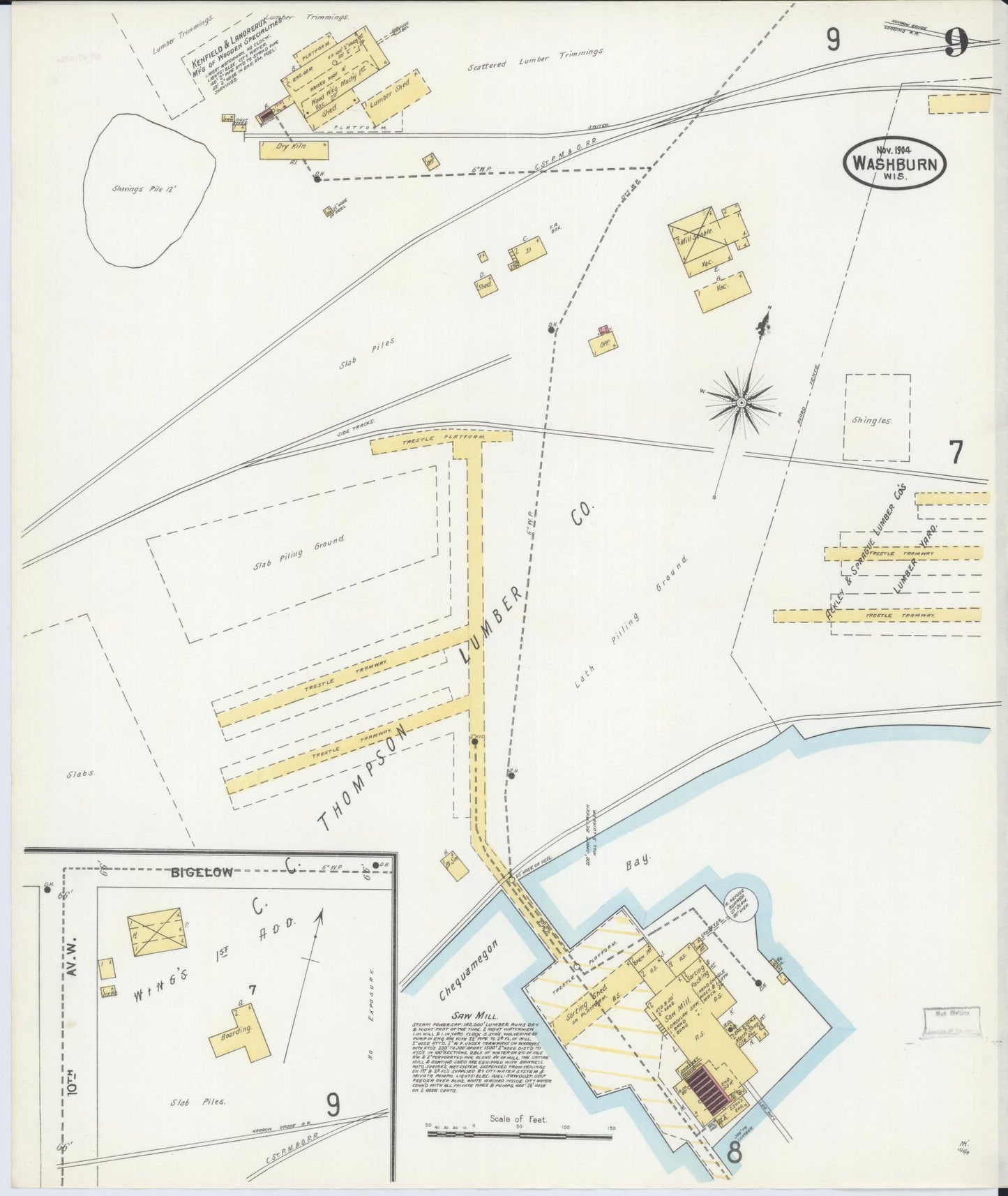 Sanborn Fire Insurance Map from Washburn, Bayfield County, Wisconsin (1904), Sheet #0009 - Complete Map Set gallery image, historic Sanborn map, vintage wall art, Wisconsin Wisconsin