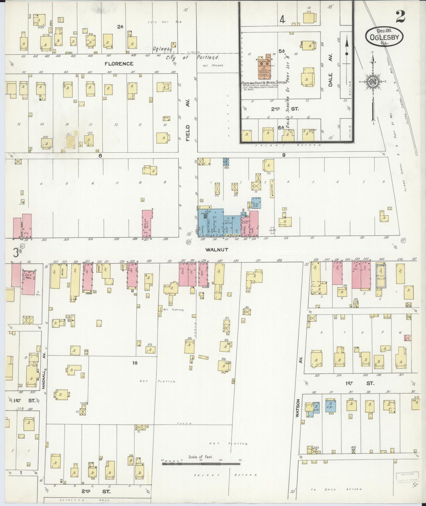 Sanborn Fire Insurance Map from Oglesby, La Salle County, Illinois (1911), Sheet #0002 - Complete Map Set gallery image, historic Sanborn map, vintage wall art, Illinois Illinois