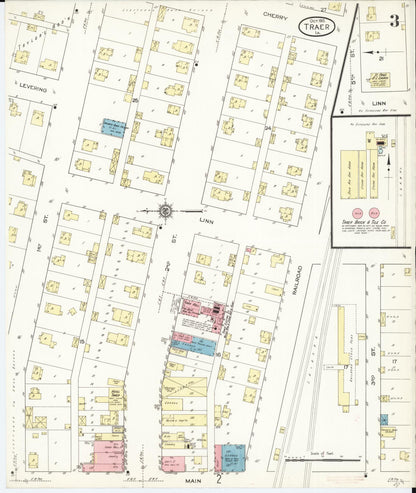 Sanborn Fire Insurance Map from Traer, Tama County, Iowa (1913), Sheet #0003 - Historic Sanborn Fire Insurance Map Print, vintage old map wall art