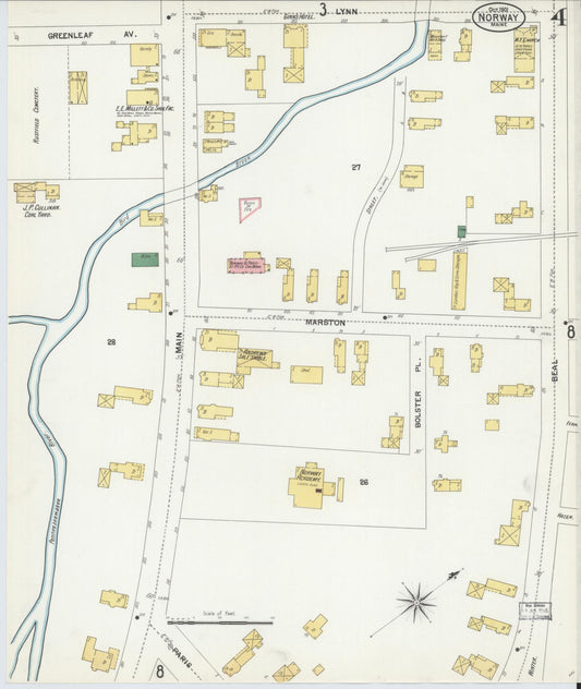 Sanborn Fire Insurance Map from Norway, Oxford County, Maine (1901), Sheet #0004 - Historic Sanborn Fire Insurance Map Print, vintage old map wall art, antique decor, genealogy gift, Maine Maine map