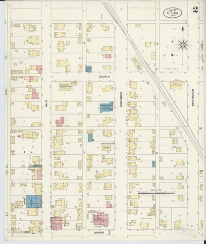 Sanborn Fire Insurance Map from Utica, Licking County, Ohio (1907), Sheet #0002 - Historic Sanborn Fire Insurance Map Print, vintage old map wall art, antique decor, genealogy gift, Ohio Ohio map