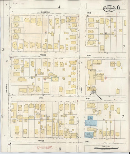 Sanborn Fire Insurance Map from Burlingame, San Mateo County, California (1949), Sheet #0006 - Complete Map Set gallery image, historic Sanborn map, vintage wall art, California California