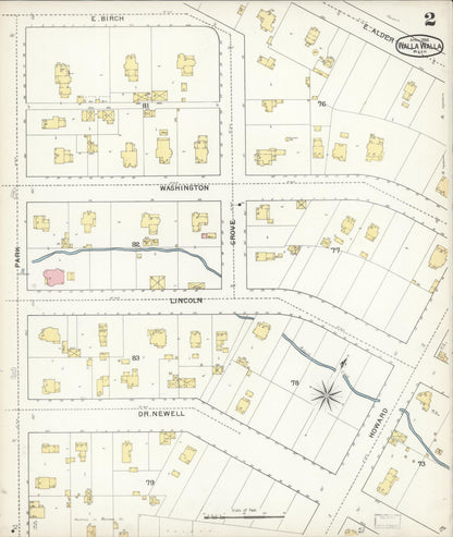 Sanborn Fire Insurance Map from Walla Walla, Walla Walla County, Washington (1894), Sheet #0002 - Complete Map Set gallery image, historic Sanborn map, vintage wall art, Washington Washington