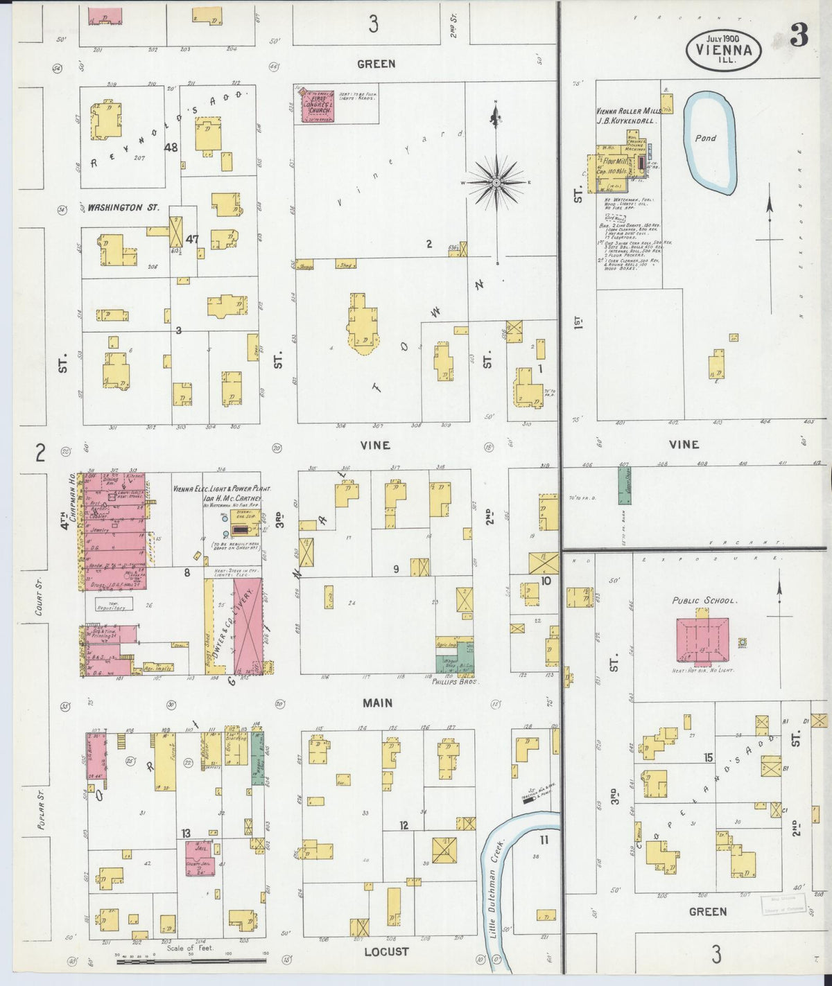 Sanborn Fire Insurance Map from Vienna, Johnson County, Illinois (1900), Sheet #0003 - Complete Map Set gallery image, historic Sanborn map, vintage wall art, Illinois Illinois