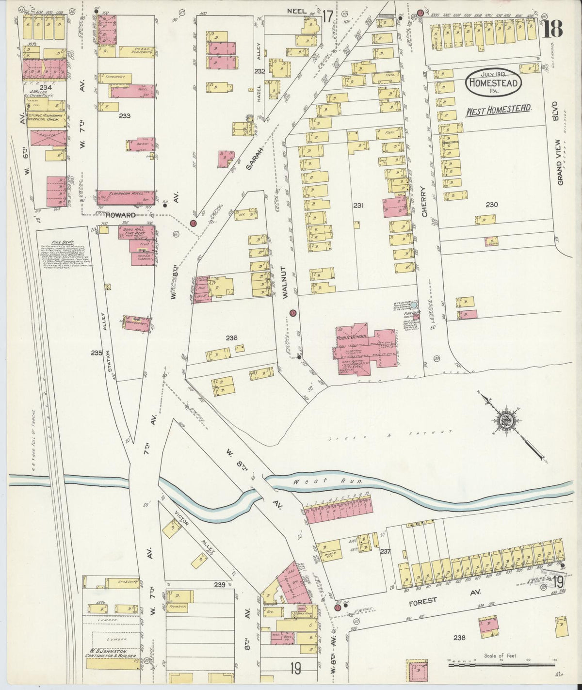 Sanborn Fire Insurance Map from Homestead, Allegheny County, Pennsylvania (1913), Sheet #0018 - Complete Map Set gallery image, historic Sanborn map, vintage wall art, Pennsylvania Pennsylvania