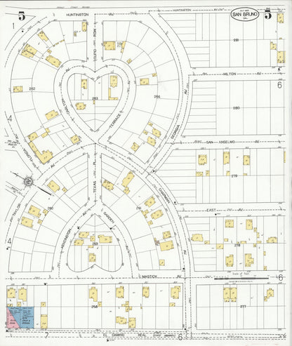 Sanborn Fire Insurance Map from San Bruno, San Mateo County, California (1925), Sheet #0005 - Complete Map Set gallery image, historic Sanborn map, vintage wall art, California California