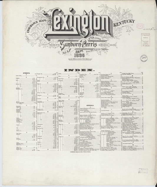Sanborn Fire Insurance Map from Lexington, Fayette County, Kentucky (1896), Sheet #0001 - Historic Sanborn Fire Insurance Map Print, vintage old map wall art, antique decor, genealogy gift, Kentucky Kentucky map