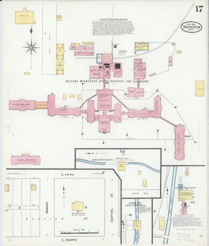 Sanborn Fire Insurance Map from Rochester, Olmsted County, Minnesota (1909), Sheet #0017 - Complete Map Set gallery image, historic Sanborn map, vintage wall art, Minnesota Minnesota