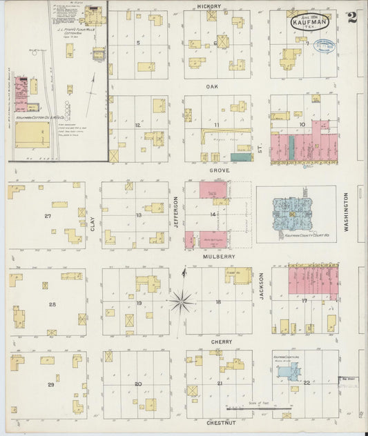 Sanborn Fire Insurance Map from Kaufman, Kaufman County, Texas (1894), Sheet #0002 - Historic Sanborn Fire Insurance Map Print, vintage old map wall art, antique decor, genealogy gift, Texas Texas map